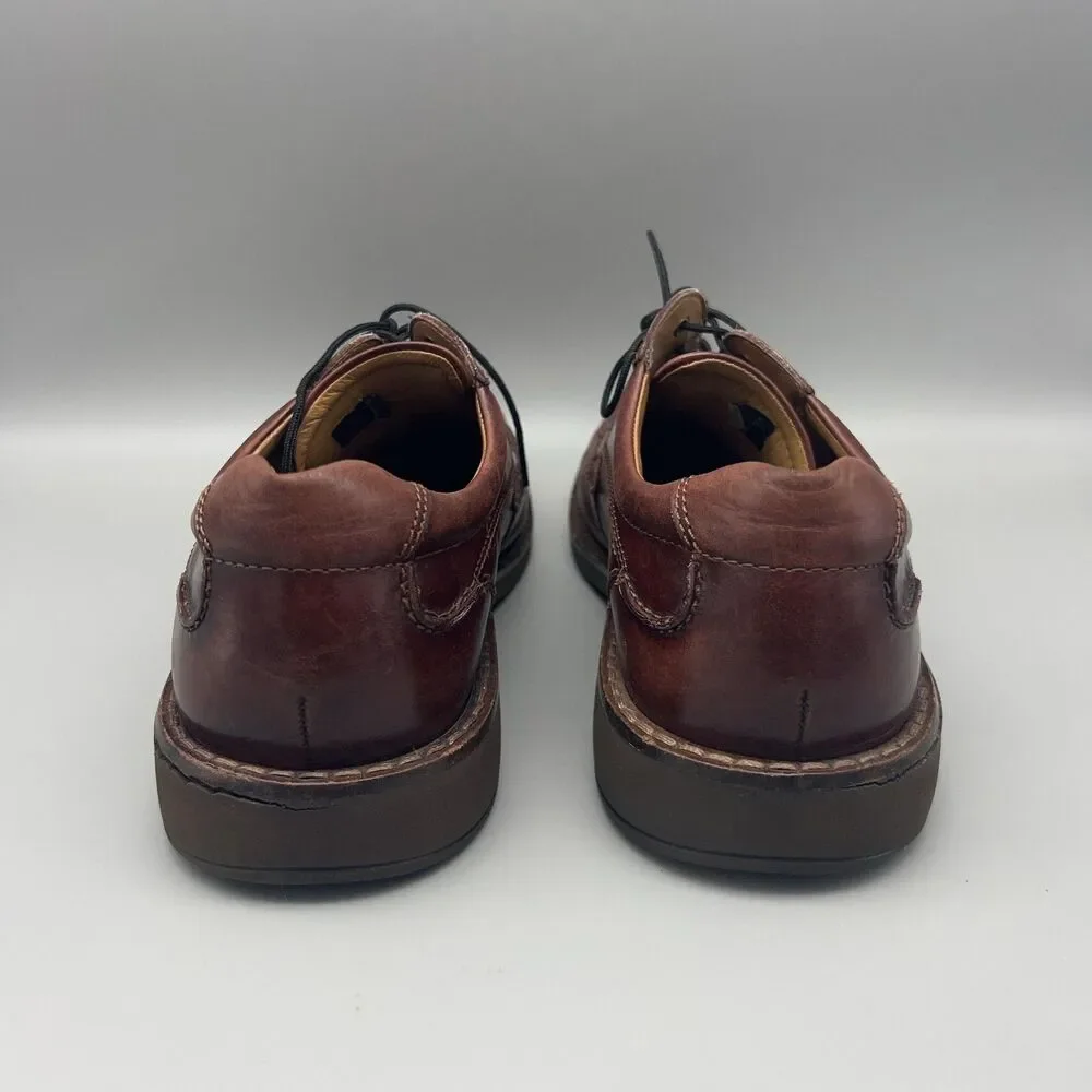 ECCO Shoes Mens Size 43 Brown Leather Apron Toe Oxford Lace Up Shock Point
